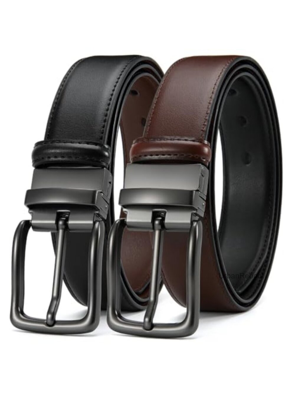 Men's Reversible Genuine Leather Belt 2-in-1 Dress & Casual Trim to Fit